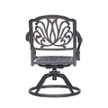 Patio Outdoor Aluminum Dining Swivel Rocker Chairs With Cushion, Set Of 2, Cast Silver Dark Gray White Foam Aluminum