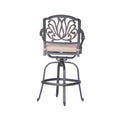 Patio Outdoor Aluminum Swivel Bar Stool With Cushion, Set Of 2, Spectrum Sand Grey Ivory Polyester Aluminum