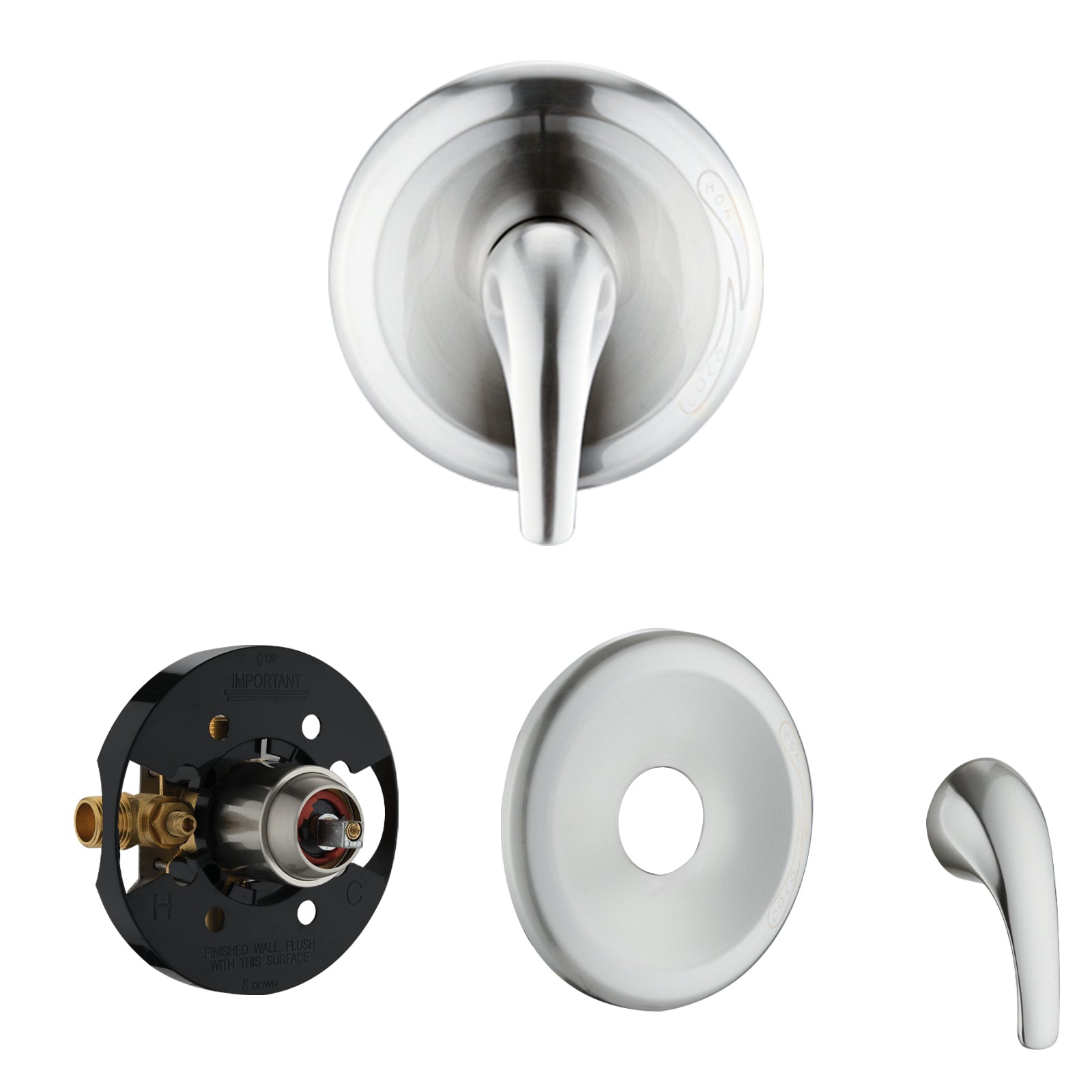 Shower Head With Handheld Shower System With 8" Rain Shower Head Rough In Valve Included Brushed Nickel Stainless Steel