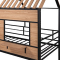 Metal Twin Size Loft Bed With Roof, Window, Guardrail, Ladder Black Black Metal