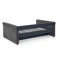 Daybed With Trundle Upholstered Tufted Sofa Bed, With Button And Copper Nail On Arms,Full Daybed & Twin Trundle, Grey 85.5
