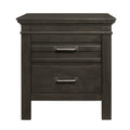 Transitional Bedroom 1Pc Nightstand Of Center Glides Drawers Charcoal Gray Finish Bed Side Table Wooden Furniture Charcoal Grey 2 Drawers Bedroom Transitional Wood