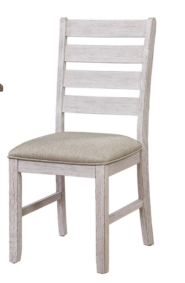 Grayish White And Brown Finish Casual Dining Room Furniture 5Pc Dining Set Rectangular Wooden Table And 4X Side Chairs Fabric Upholstered Seat Multicolor Seats 4 Dining Room Rectangular Dining Table With Chair Wood