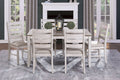 Grayish White And Brown Finish Casual Dining Room Furniture 7Pc Dining Set Rectangular Wooden Table And 6X Side Chairs Fabric Upholstered Seat Multicolor Seats 6 Dining Room Rectangular Dining Table With Chair Wood