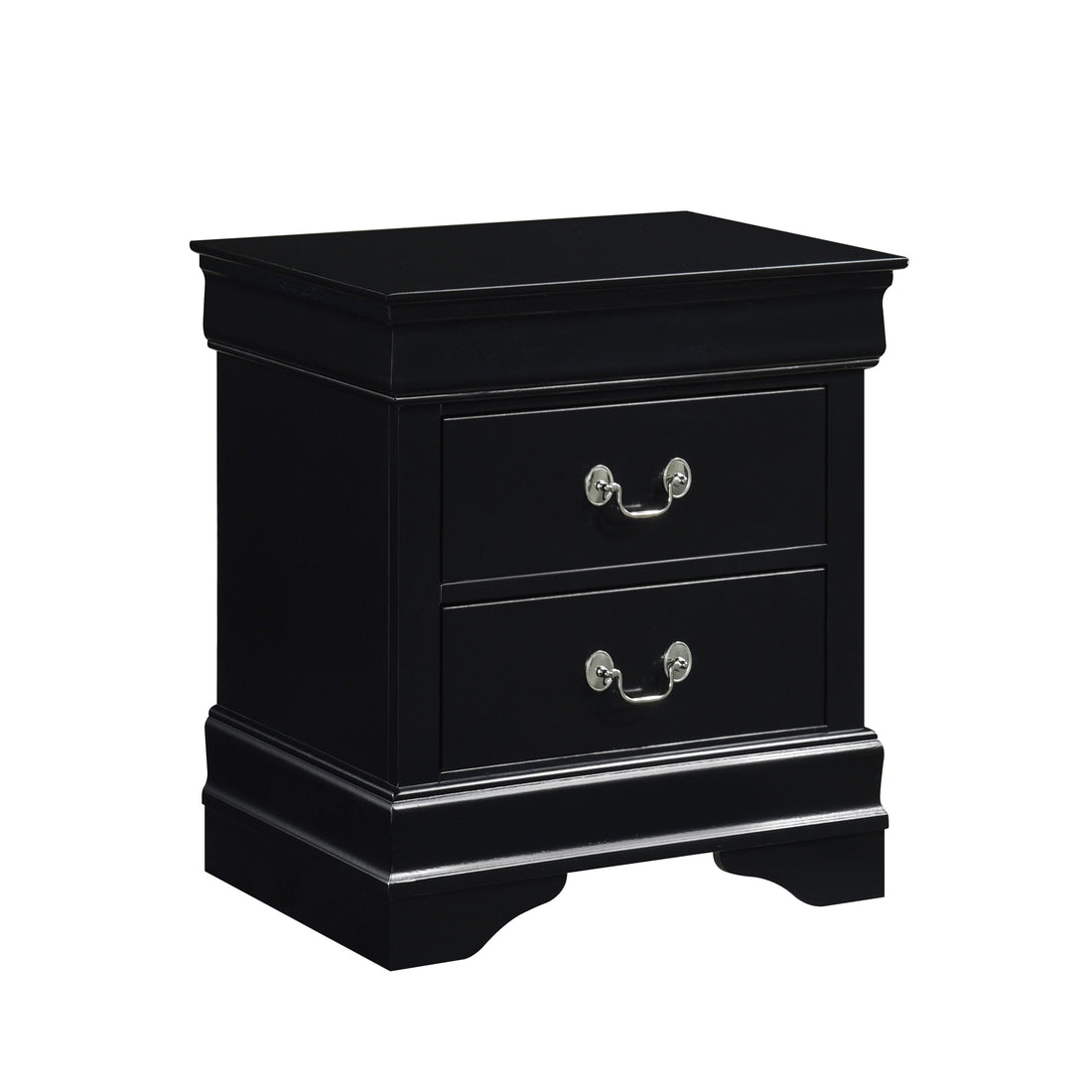 Classic Louis Philippe Style Black Finish 1Pc Nightstand Of Drawers Traditional Design Bedroom Furniture Black 2 Drawers Bedroom Traditional Wood