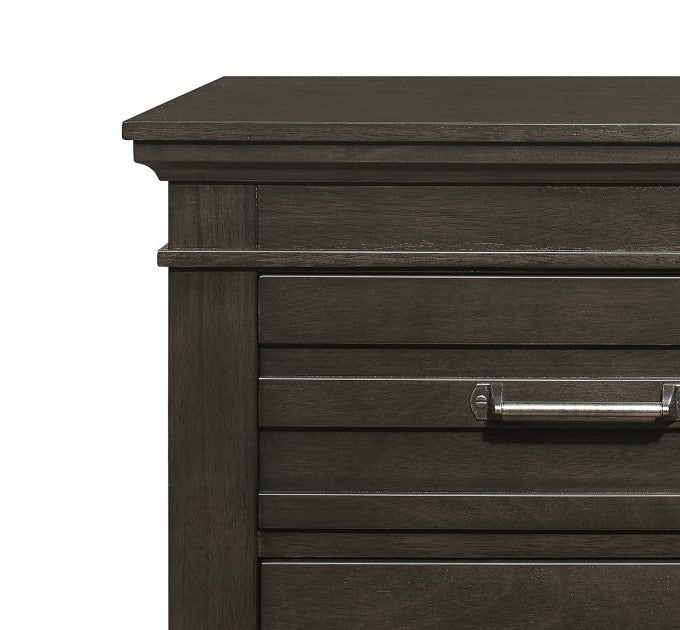 Transitional Bedroom 1Pc Nightstand Of Center Glides Drawers Charcoal Gray Finish Bed Side Table Wooden Furniture Charcoal Grey 2 Drawers Bedroom Transitional Wood