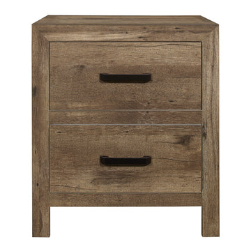 Bedroom Wooden Nightstand 1Pc Weathered Pine Finish 2X Drawers Transitional Style Furniture Natural 2 Drawers Bedroom Wood