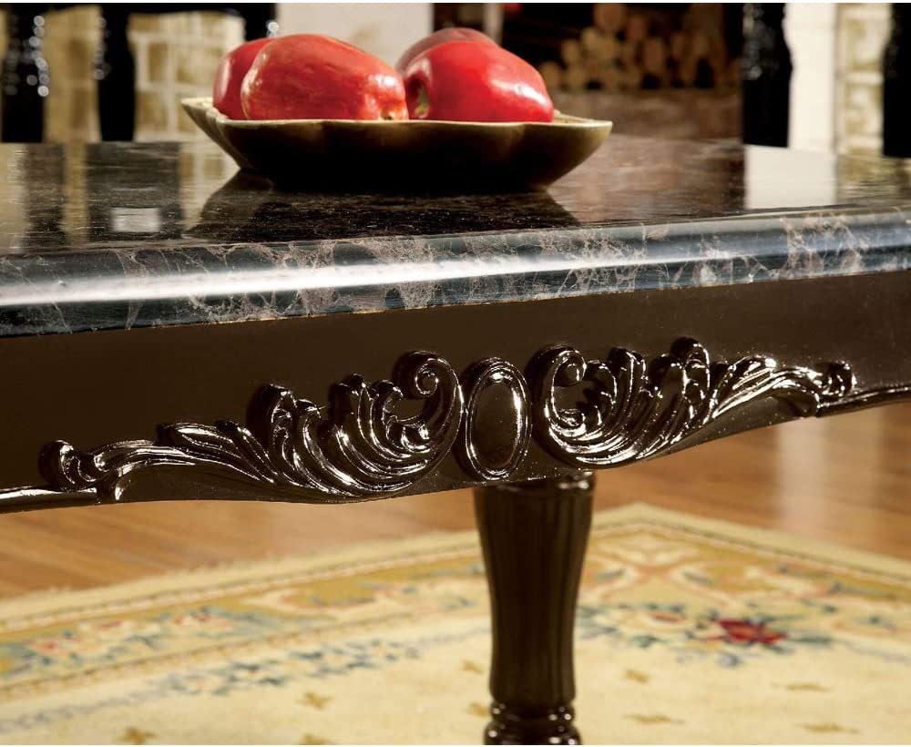 Traditional Espresso Solid Wood Sofa Table Faux Marble Top Intricate Design Living Room Furniture Espresso Primary Living Space Antique,Classic,Traditional Rectangular Solid Wood