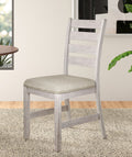 Grayish White And Brown Finish Casual Dining Room Furniture 7Pc Dining Set Rectangular Wooden Table And 6X Side Chairs Fabric Upholstered Seat Multicolor Seats 6 Dining Room Rectangular Dining Table With Chair Wood
