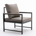 Modern Faux Leather Accent Chair With Black Powder Coated Metal Frame, Single Sofa For Living Room Bedroom, Gray Gray Foam Pu