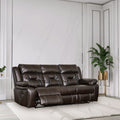 Reclining Upholstered Manual Puller In Faux Leather, Brown 85.83*38.58*40.16 Brown Dining Room Soft Modern Leather 3 Seat