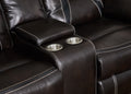 Reclining Upholstered Manual Puller In Faux Leather, Brown 72.83*38.58*40.16 Brown Dining Room Soft Modern Leather 2 Seat