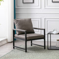 Modern Faux Leather Accent Chair With Black Powder Coated Metal Frame, Single Sofa For Living Room Bedroom, Gray Gray Foam Pu