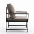 Modern Faux Leather Accent Chair With Black Powder Coated Metal Frame, Single Sofa For Living Room Bedroom, Gray Gray Foam Pu