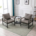 Modern Faux Leather Accent Chair With Black Powder Coated Metal Frame, Single Sofa For Living Room Bedroom, Gray Gray Foam Pu
