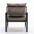 Modern Faux Leather Accent Chair With Black Powder Coated Metal Frame, Single Sofa For Living Room Bedroom, Gray Gray Foam Pu