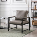 Modern Faux Leather Accent Chair With Black Powder Coated Metal Frame, Single Sofa For Living Room Bedroom, Gray Gray Foam Pu