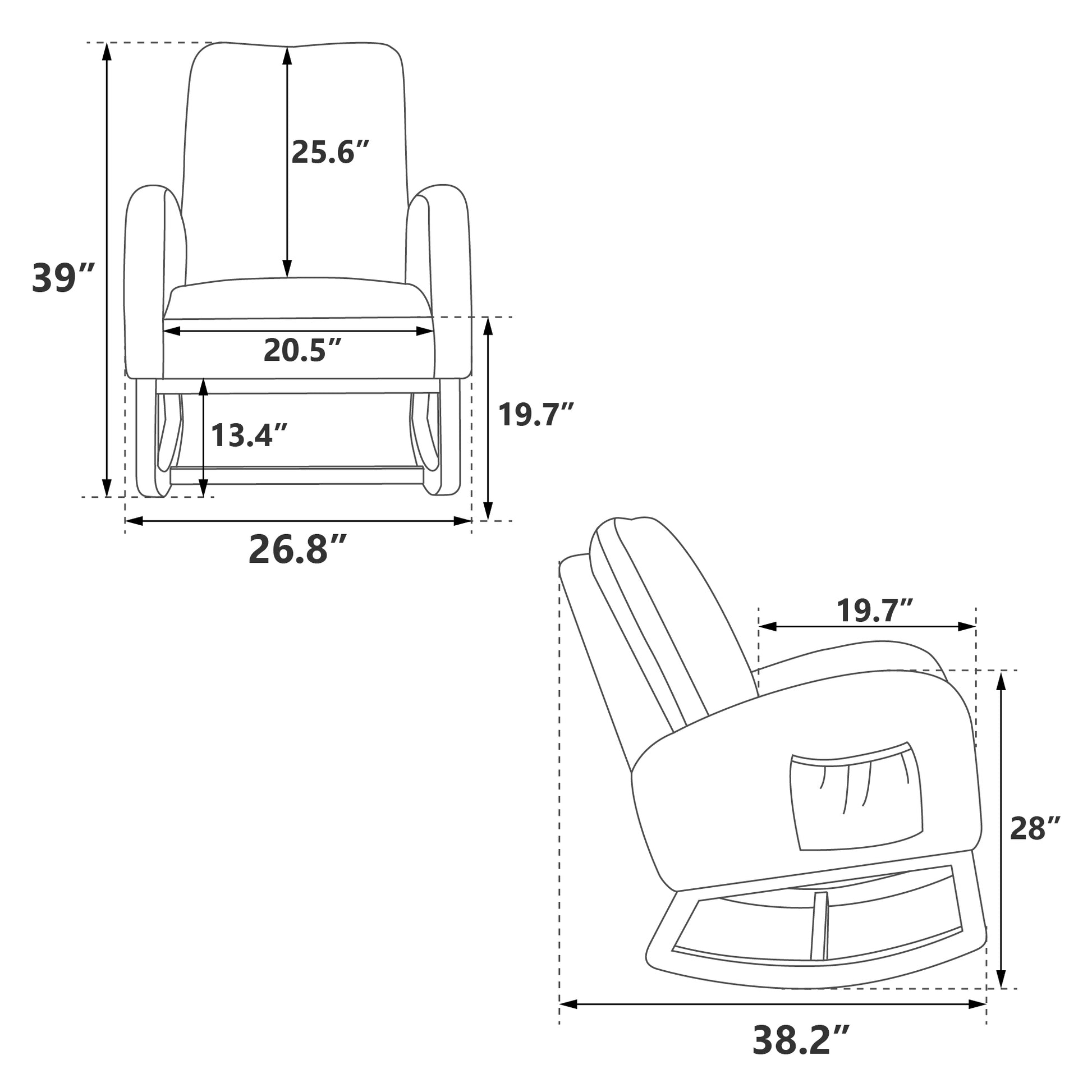 26.8"W Modern Rocking Chair For Nursery, Mid Century Accent Rocker Armchair With Side Pocket, Upholstered High Back Wooden Rocking Chair For Living Room Baby Kids Room Bedroom, Beige Boucle Beige Foam Boucle