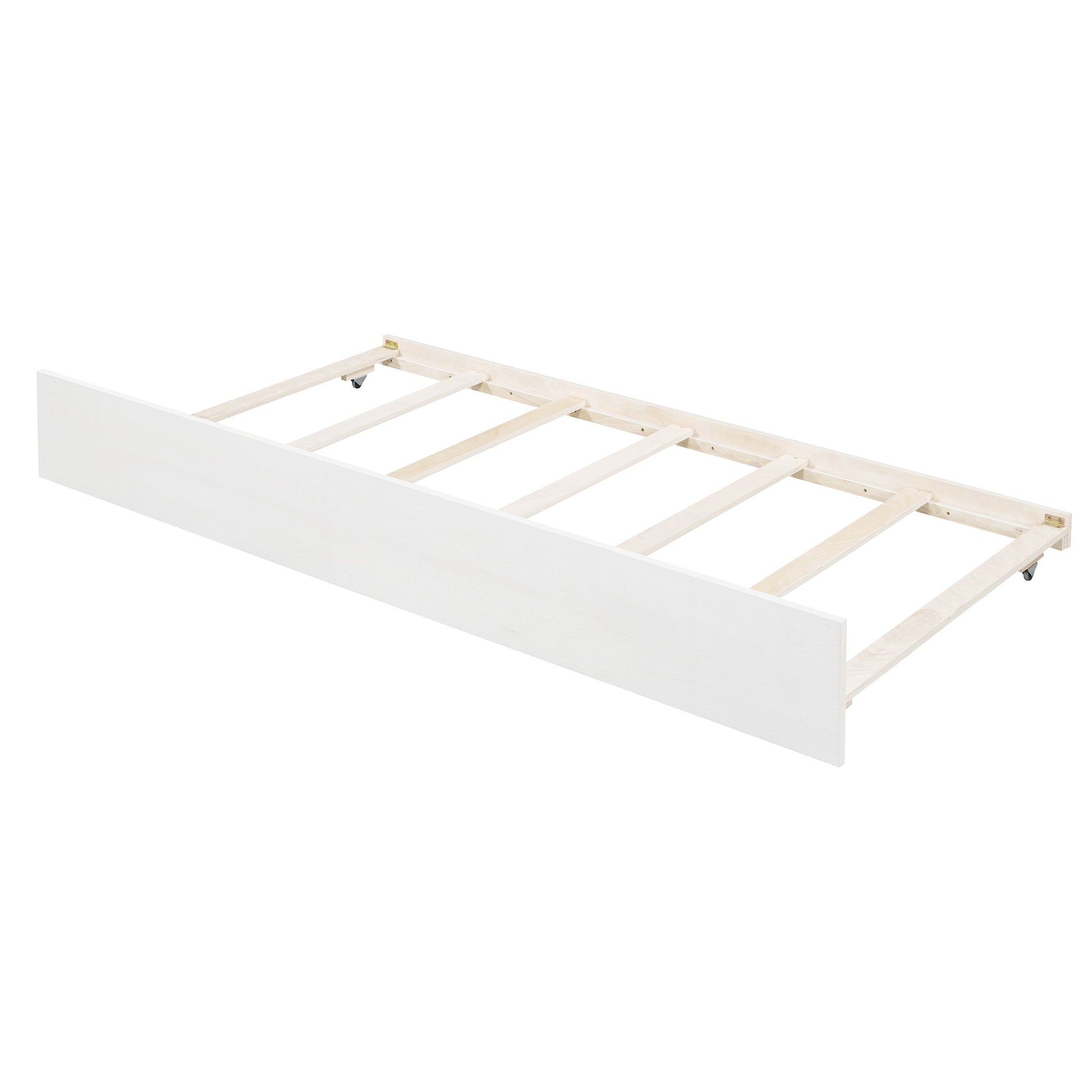 Wood Canopy Bed With Trundle Bed ,Full Size Canopy Platform Bed With Support Slats .No Box Spring Needed, Brushed White White Solid Wood