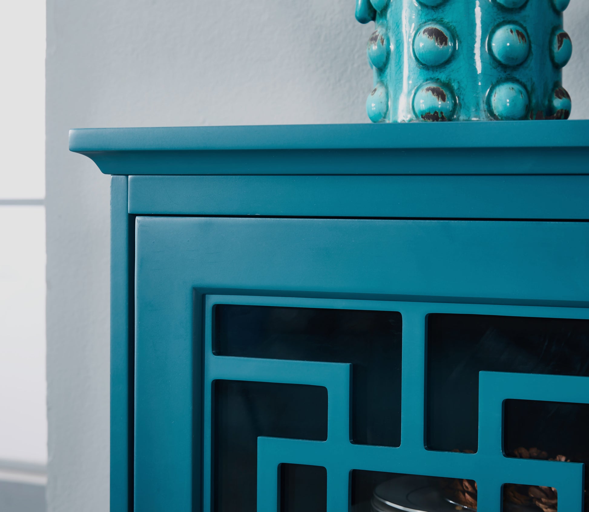 60" Sideboard Buffet Table Storage Cabinet Old Sku:Gsi211203 Teal Blue Primary Living Space Adjustabel Shelves Mdf