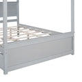 Wood Canopy Bed With Trundle Bed ,Full Size Canopy Platform Bed With Support Slats .No Box Spring Needed, Brushed Gray Gray Solid Wood