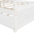 Wood Canopy Bed With Trundle Bed ,Full Size Canopy Platform Bed With Support Slats .No Box Spring Needed, Brushed White White Solid Wood