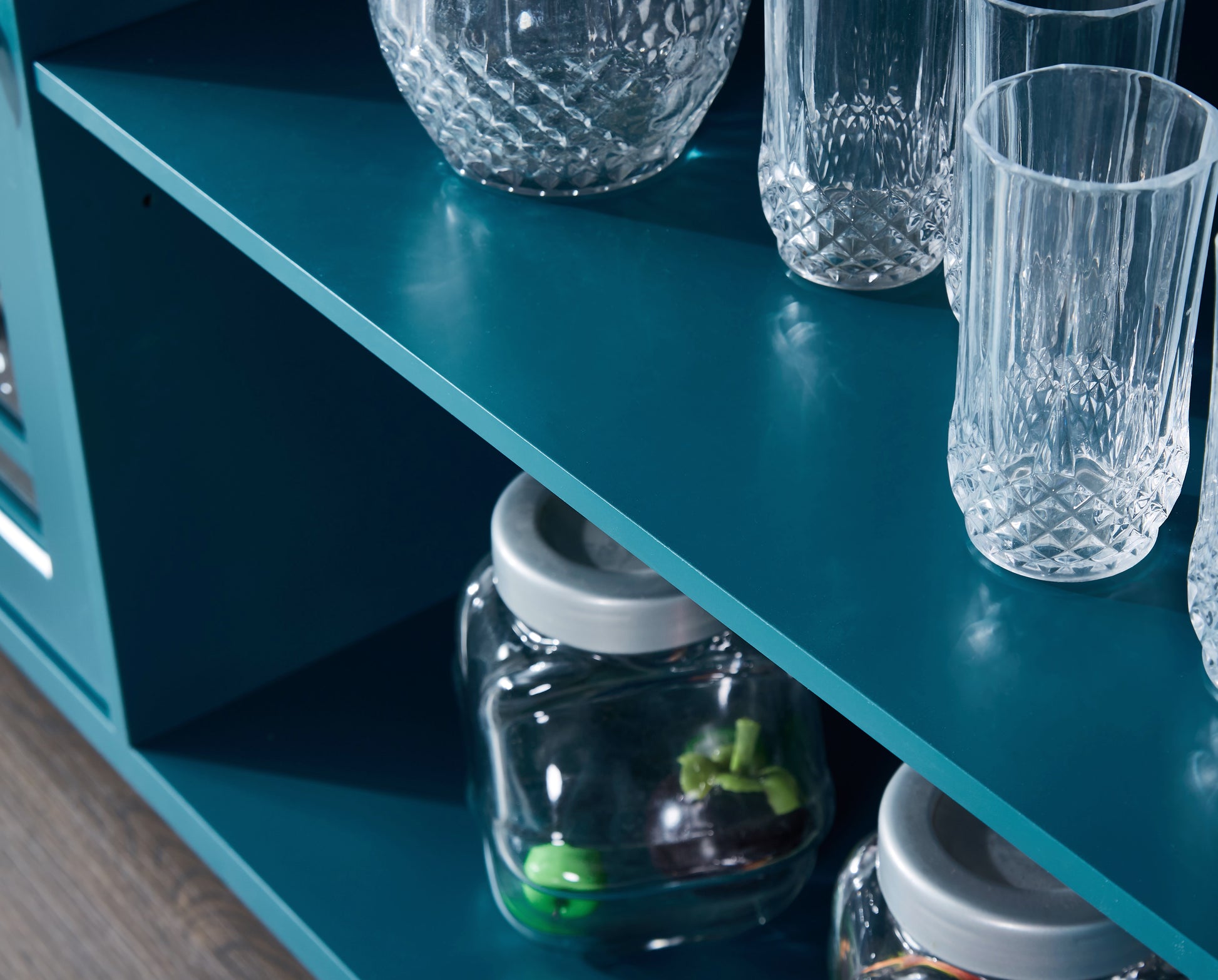 60" Sideboard Buffet Table Storage Cabinet Old Sku:Gsi211203 Teal Blue Primary Living Space Adjustabel Shelves Mdf