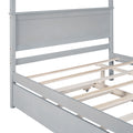 Wood Canopy Bed With Trundle Bed ,Full Size Canopy Platform Bed With Support Slats .No Box Spring Needed, Brushed Gray Gray Solid Wood