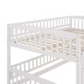 Bunk Bed With Slide,Full Over Full Low Bunk Bed With Fence And Ladder For Toddler Kids Teens White White Solid Wood