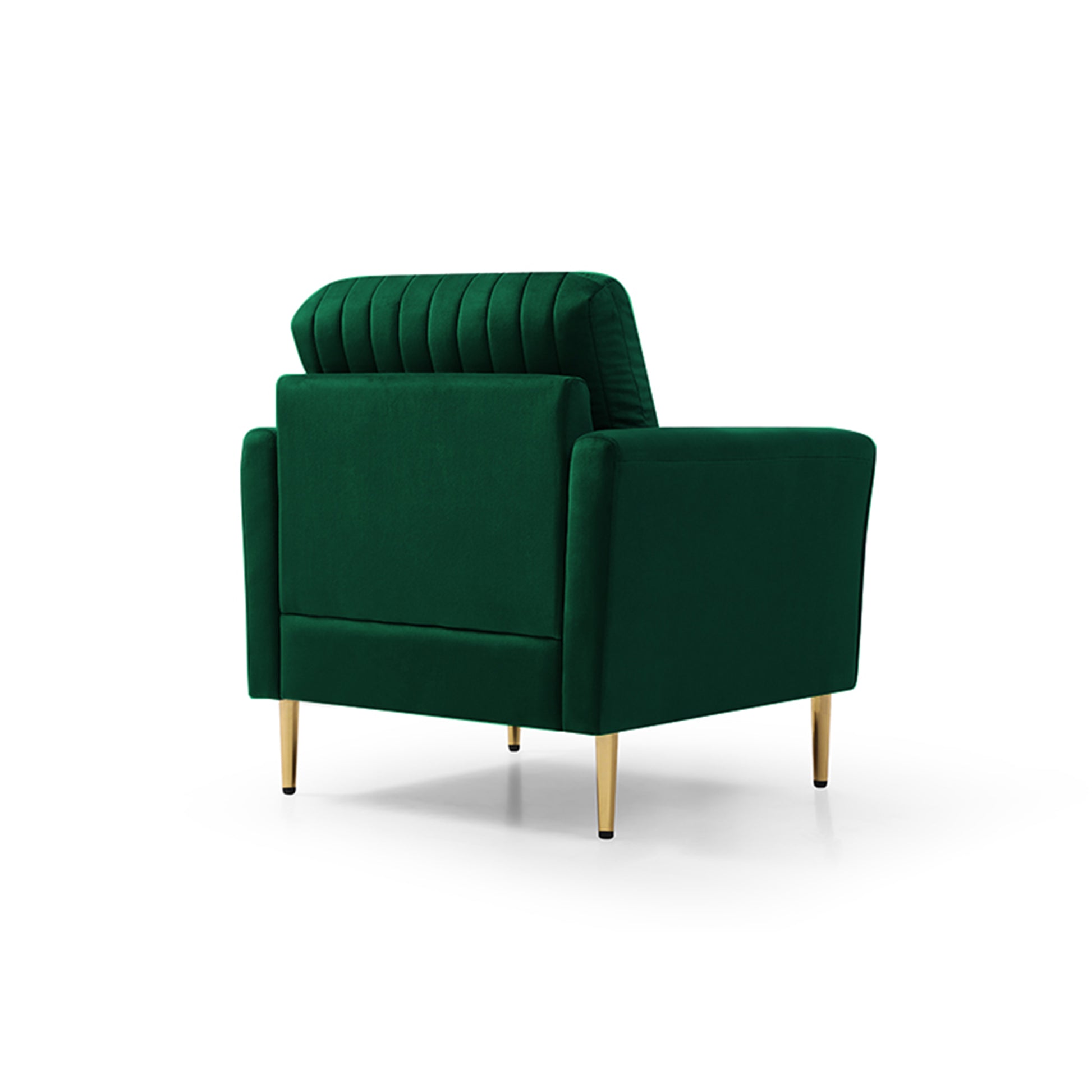 Channel Tufted Green Velvet Singel Living Room Sofa Accent Chair Green Foam Velvet