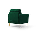 Modern Accent Chair Roll Arm Fabric Chairs, Contemporary Leisure Side Chair, Armchair For Living Room Or Bedroom With Metal Legs, Upholstered Single Sofa Club Chair Green Green Foam Velvet