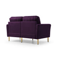 Mid Century Modern Sectional Sofa Set, Couch Sets For Living Room 3 Pieces, 2 Piece Fabric Arm Chair And 1 Piece Loveseat Set For Living Room, Purple Velvet Purple Foam Velvet 4 Seat