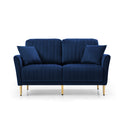 2 Pieces Sectional Sofa Set For Living Room, Velvet Tufted Couch Sofa With Metal Legs, 2 Piece Loveseat And Sofa, Furniture Set,Blue Velvet Blue Foam Velvet