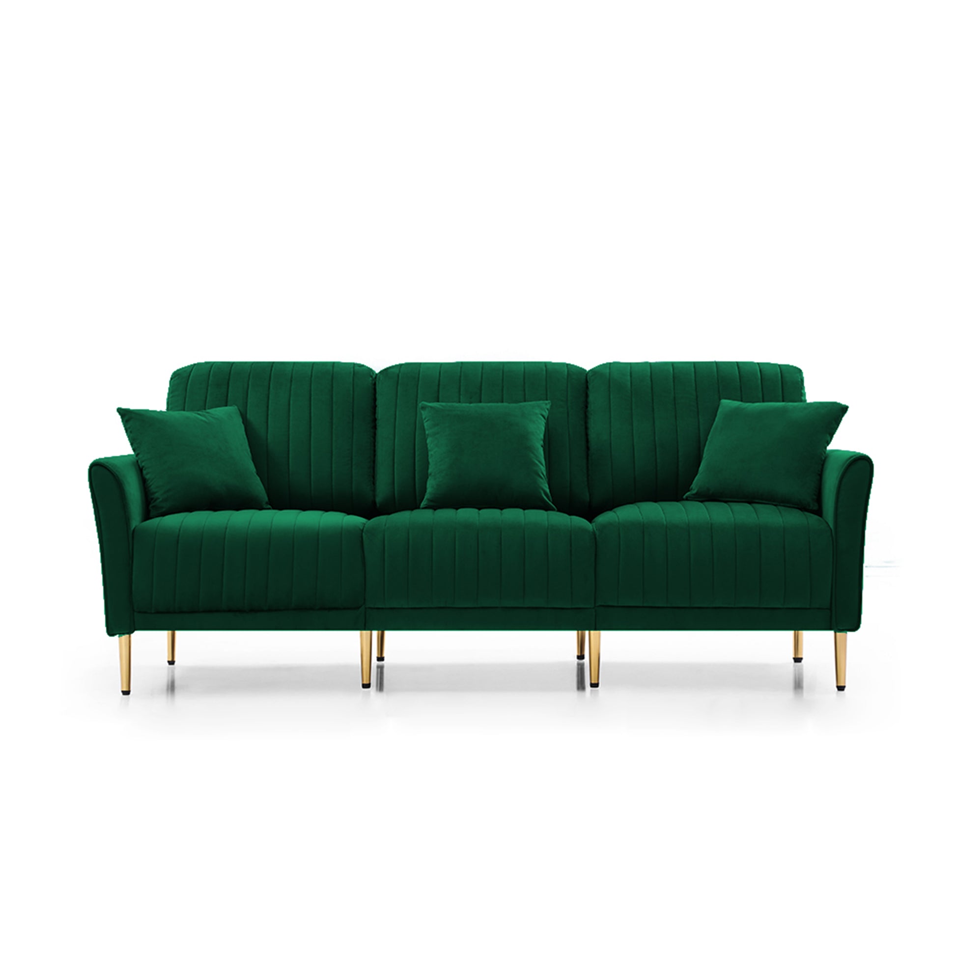 Living Room Furniture Upholstered Couch Sofa With Reversible Cushions For Home Or Office 3 Seat Green Velvet Green Foam Velvet 3 Seat