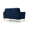 2 Pieces Sectional Sofa Set For Living Room, Velvet Tufted Couch Sofa With Metal Legs, 2 Piece Loveseat And Sofa, Furniture Set,Blue Velvet Blue Foam Velvet