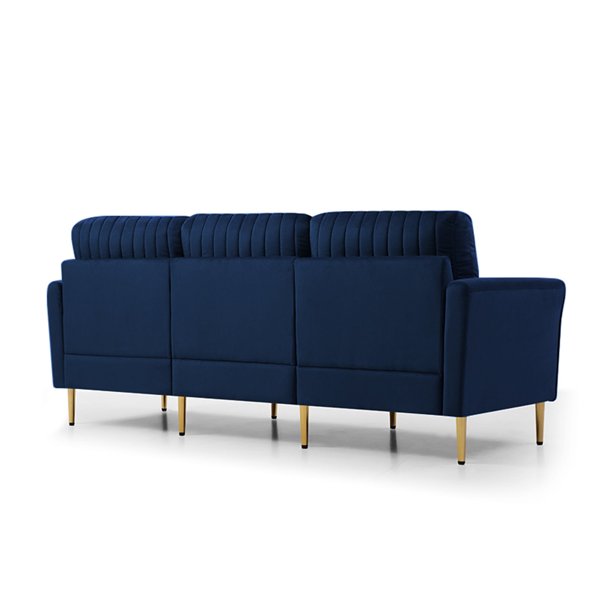 Velvet Fabric Sofa Couch Set, Mid Century 3 Seat Tufted Beautiful Seat For Living Room, Bedroom, Office, Apartment, Dorm, Studio And Small Space, 7 Pillows Included Navy Blue ,3 2 2 Seater Blue Foam Velvet