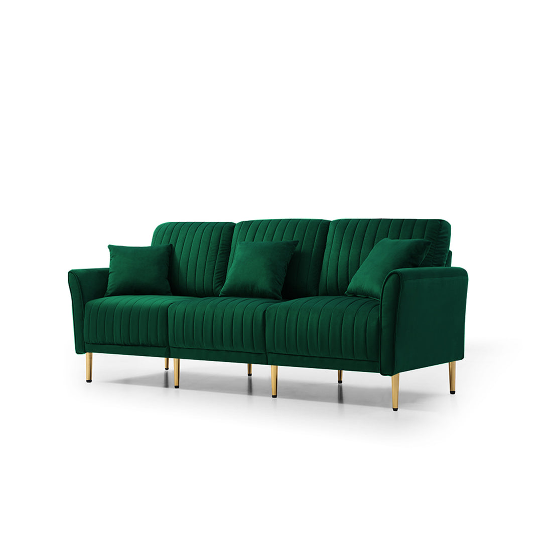 Living Room Furniture Upholstered Couch Sofa With Reversible Cushions For Home Or Office 3 Seat Green Velvet Green Foam Velvet 3 Seat