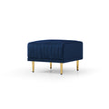 Navy Blue Channel Tufted Ottoman Bench Upholstered Velvet Footrest Stool Accent Bench For Entryway Living Room Bedroom Blue Foam Velvet