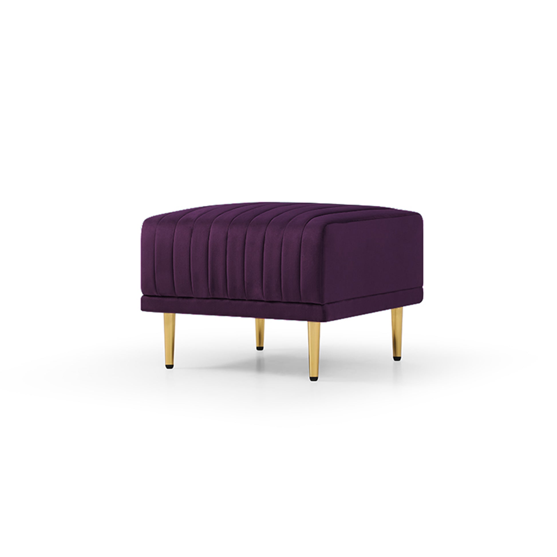 Modern Large Velvet Fabric L Shape Chaise Lounge Couch Sectional Sofa Eggplant Purple Foam Velvet 3 Seat