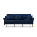 Velvet Fabric Sofa Couch Set, Mid Century 3 Seat Tufted Beautiful Seat For Living Room, Bedroom, Office, Apartment, Dorm, Studio And Small Space, 7 Pillows Included Navy Blue ,3 2 2 Seater Blue Foam Velvet