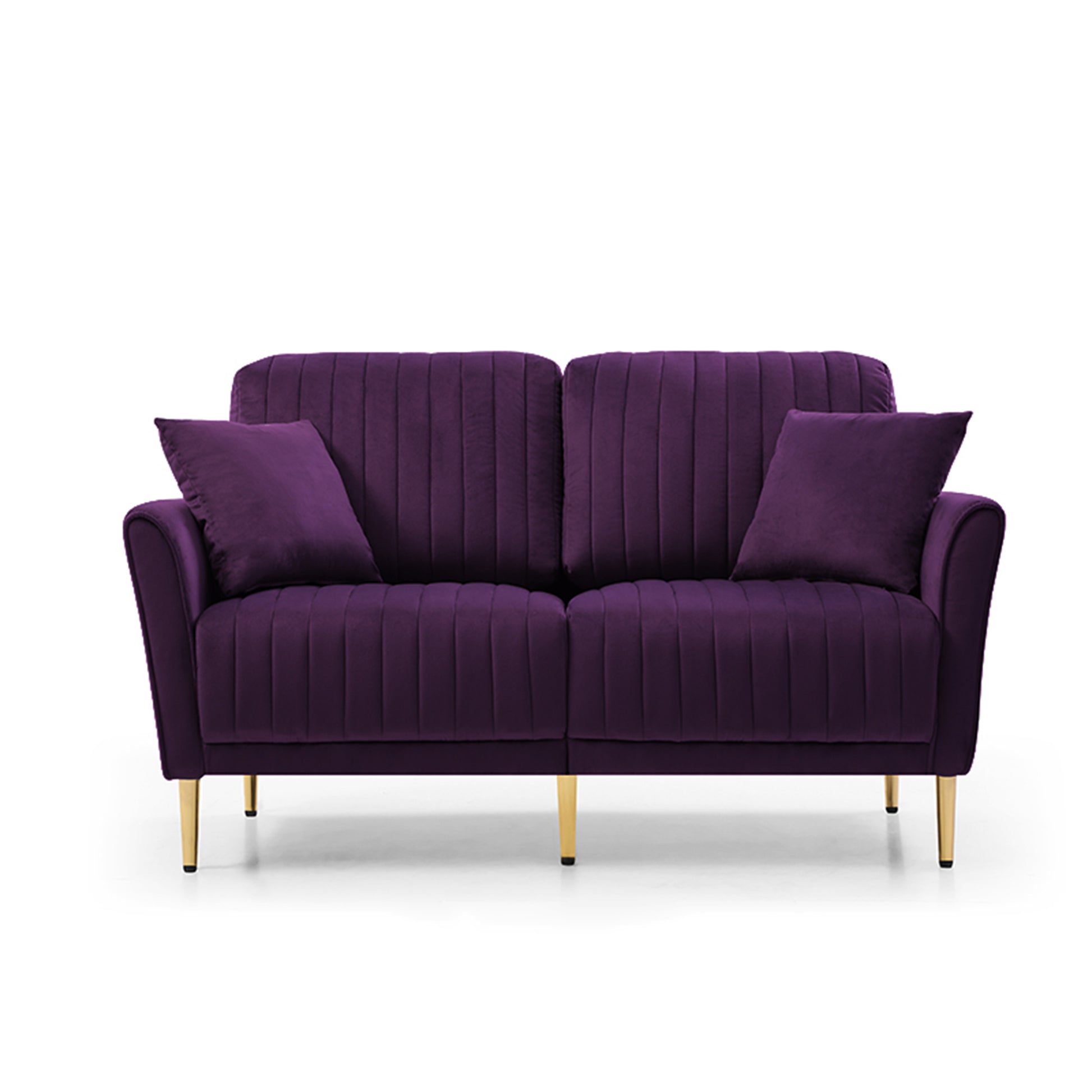 Mid Century Modern Sectional Sofa Set, Couch Sets For Living Room 3 Pieces, 2 Piece Fabric Arm Chair And 1 Piece Loveseat Set For Living Room, Purple Velvet Purple Foam Velvet 4 Seat