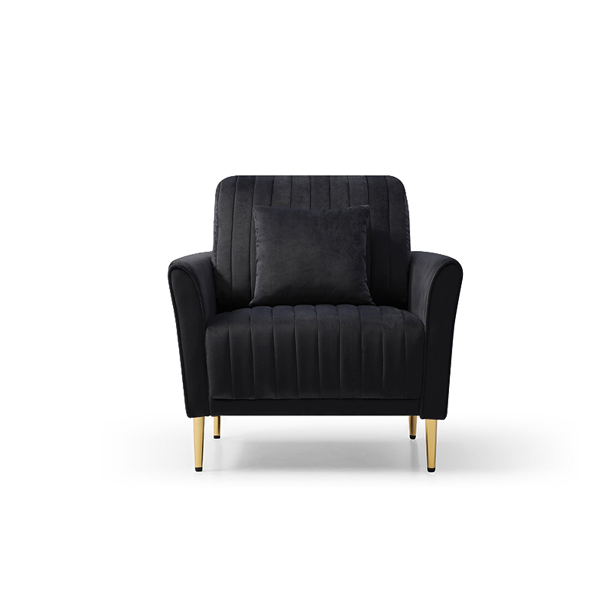 Sectional Sofa, 2 Piece Single Chair And Loveseat Sofa, Stylish And Modern Design, Perfect For Living Room Furniture Armrest Sofa Black Foam Velvet 4 Seat