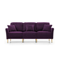 Modern Large Velvet Fabric L Shape Chaise Lounge Couch Sectional Sofa Eggplant Purple Foam Velvet 3 Seat