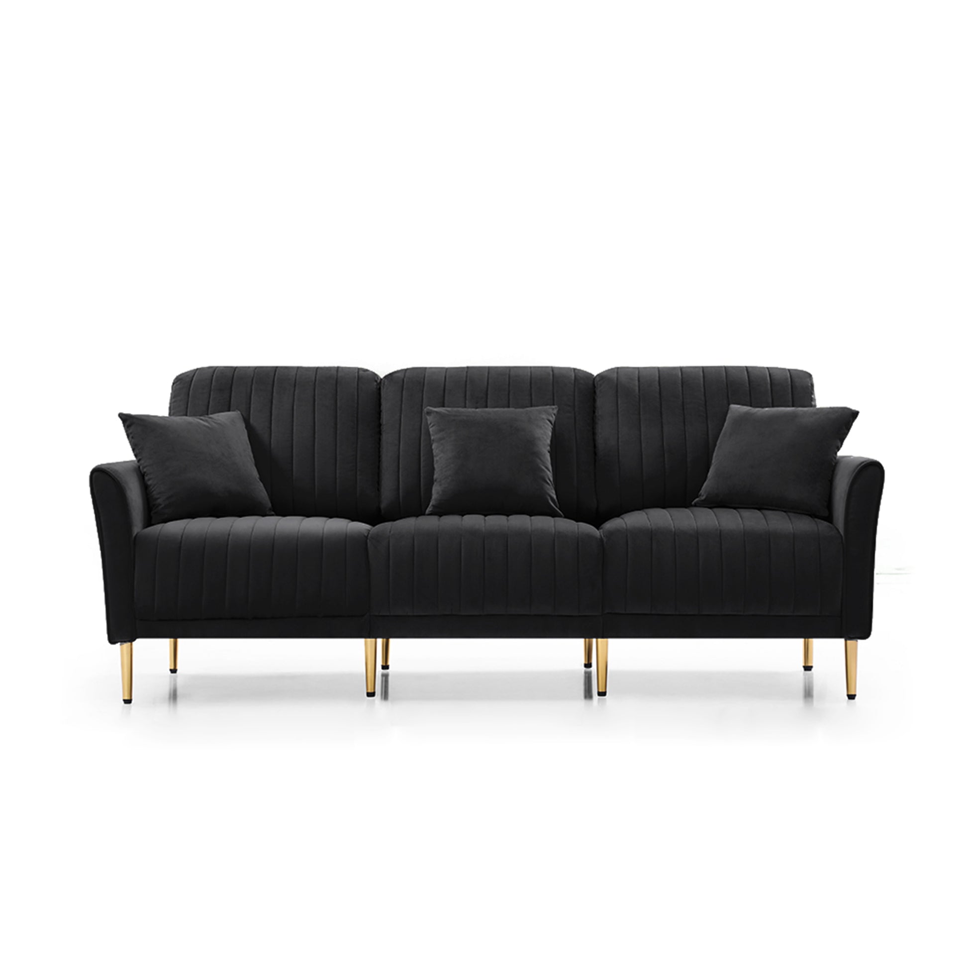 3 Pieces Sectional Sofa Set For Living Room, 2 Pieces Of Two Seater Sofas And 1 Piece Of 3 Seater Sofas,3 Pcs Couch Set With, Sectional Couches For Living Room, 3 Seater Sofa Loveseatblack Ve Black Foam Velvet 7 Seat