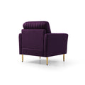 Mid Century Modern Sectional Sofa Set, Couch Sets For Living Room 3 Pieces, 2 Piece Fabric Arm Chair And 1 Piece Loveseat Set For Living Room, Purple Velvet Purple Foam Velvet 4 Seat
