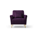 Modern Soft Velvet Accent Chair Living Room Chair Bedroom Chair Home Chair With Gold Legs, Purple Purple Foam Velvet