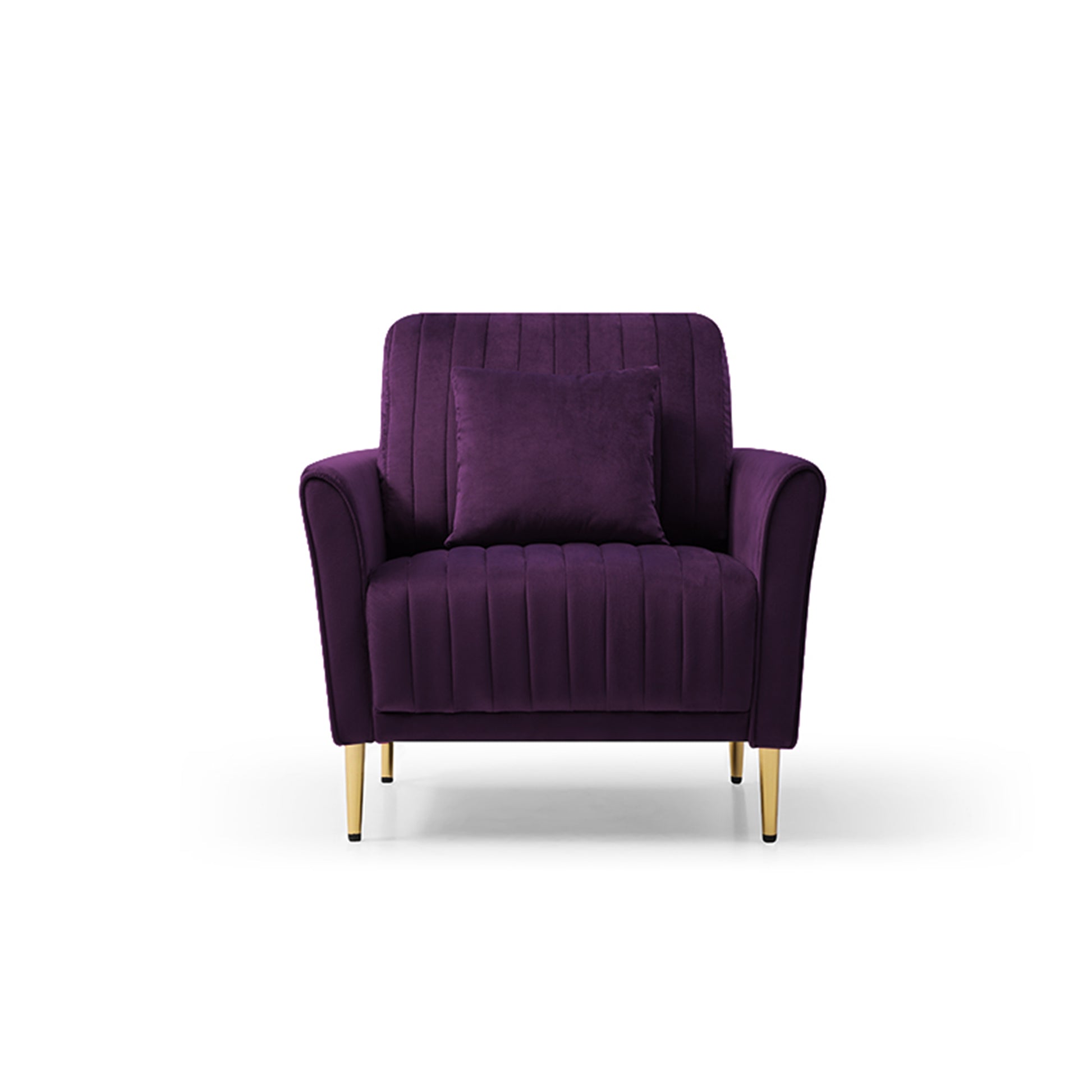 Modern Soft Velvet Accent Chair Living Room Chair Bedroom Chair Home Chair With Gold Legs, Purple Purple Foam Velvet