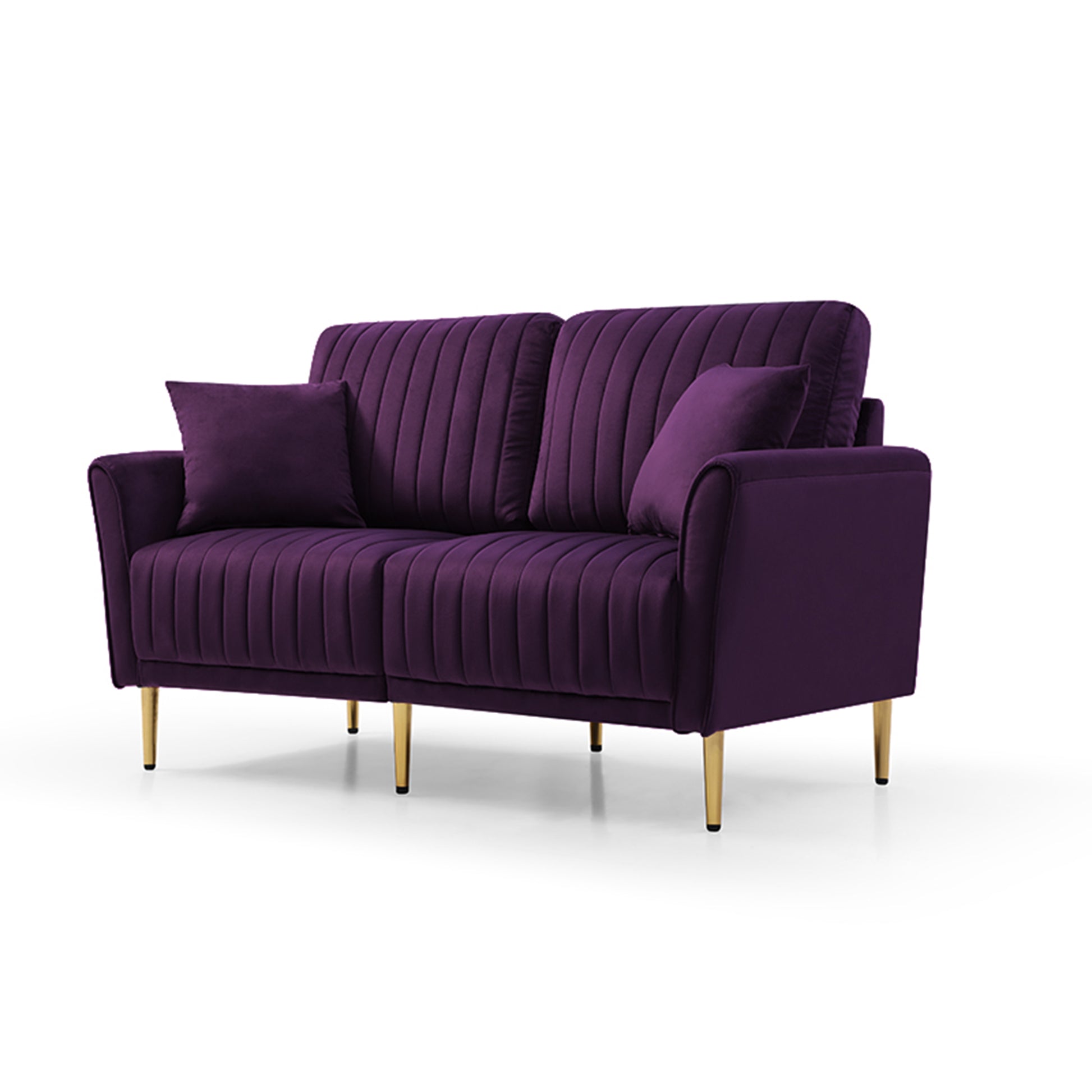 Mid Century Modern Sectional Sofa Set, Couch Sets For Living Room 3 Pieces, 2 Piece Fabric Arm Chair And 1 Piece Loveseat Set For Living Room, Purple Velvet Purple Foam Velvet 4 Seat