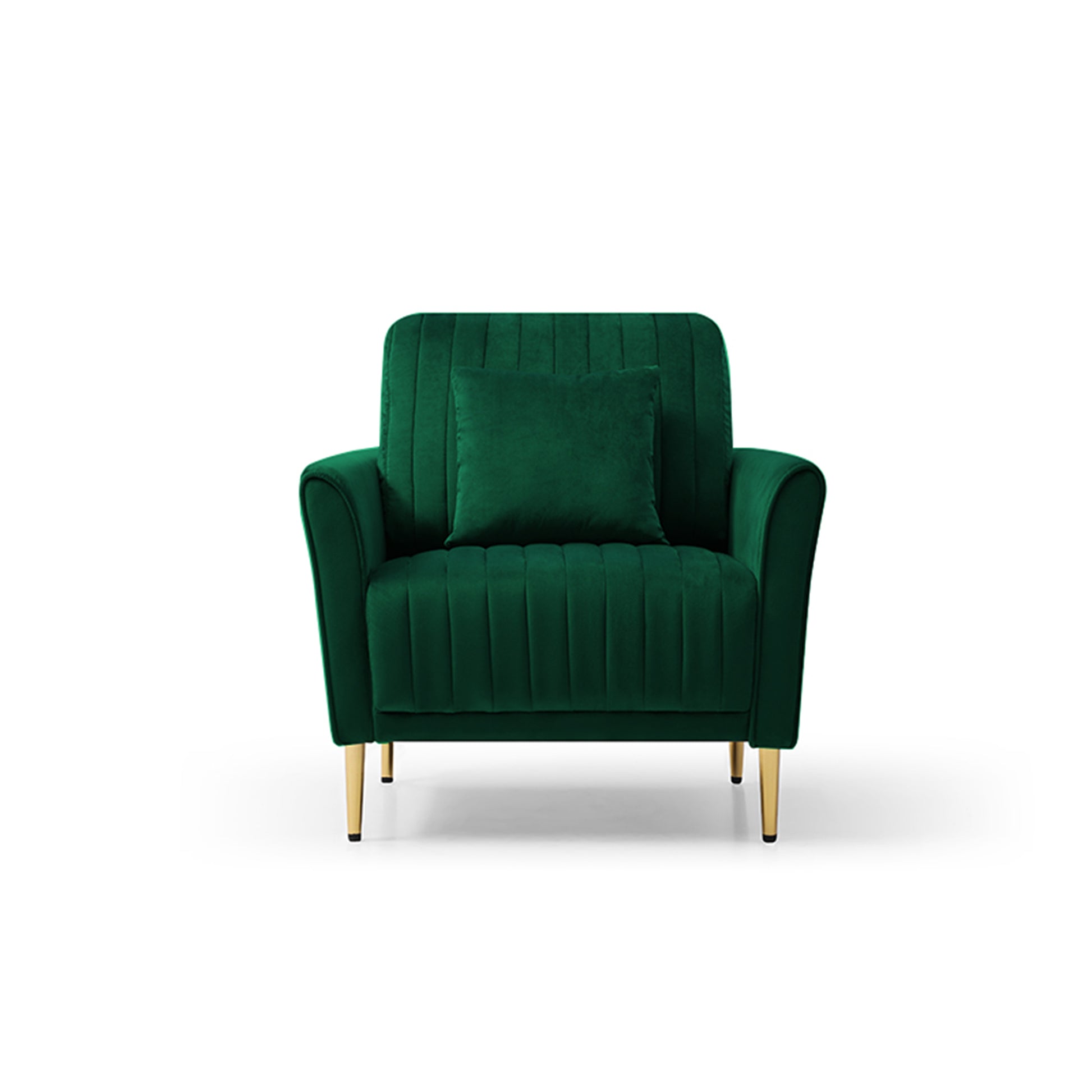 Modern Accent Chair Roll Arm Fabric Chairs, Contemporary Leisure Side Chair, Armchair For Living Room Or Bedroom With Metal Legs, Upholstered Single Sofa Club Chair Green Green Foam Velvet