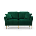 Green Velvet Couch And Sofa Set For Living Room, 2 Piece Modern 2 Seat Sofas Setfurniture Sofa Set With Removable Cushions,Free Throw Pillow. Green Foam Velvet 4 Seat